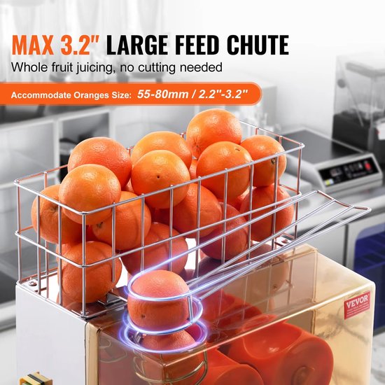 Aafinity Elektrische Citruspers - Sinaasappelpers Elektrisch 120W - RVS Sinasappelpers met Grote Vulopening 55–80 mm - Professioneel voor Restaurants en Winkels van Merkloos — afbeelding 2