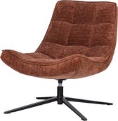 WOOOD Maudi Draaifauteuil - Chenille - Bruin - 84x74x86
