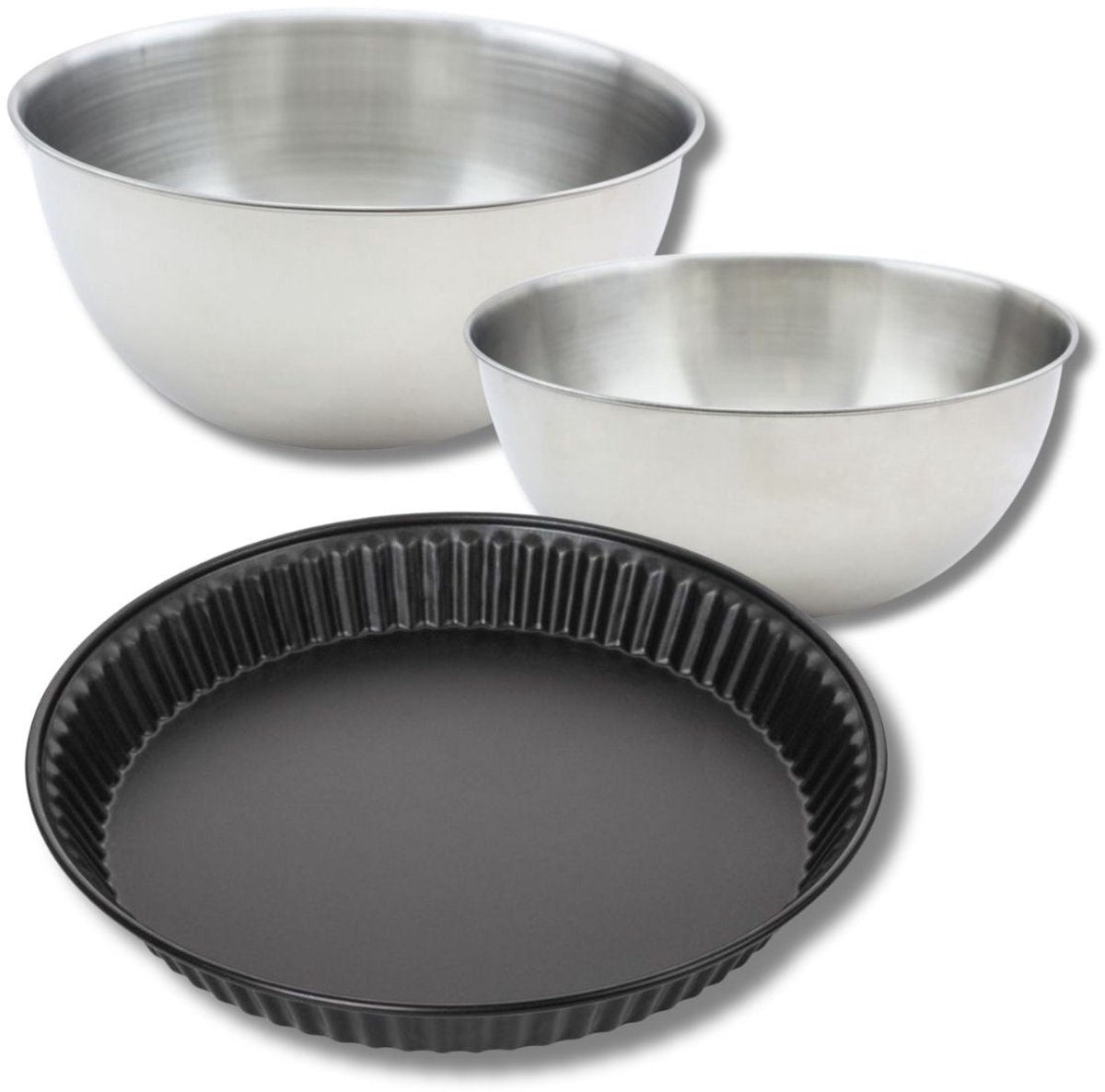 Bakkersset met quichevorm Lorraine 28 cm, 2 mengkommen en 1 spatel Zenker
