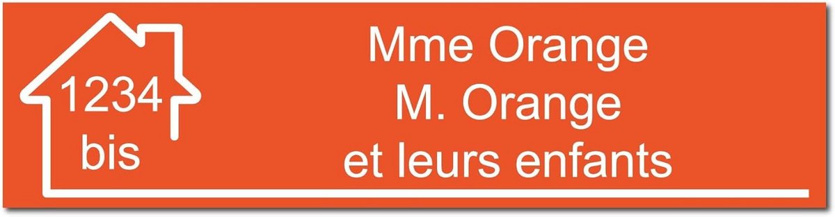 Zelfklevend Naamplaatje Huisnummer Gepersonaliseerd Oranje 10x2.5 cm - 1 tot 3 Regels