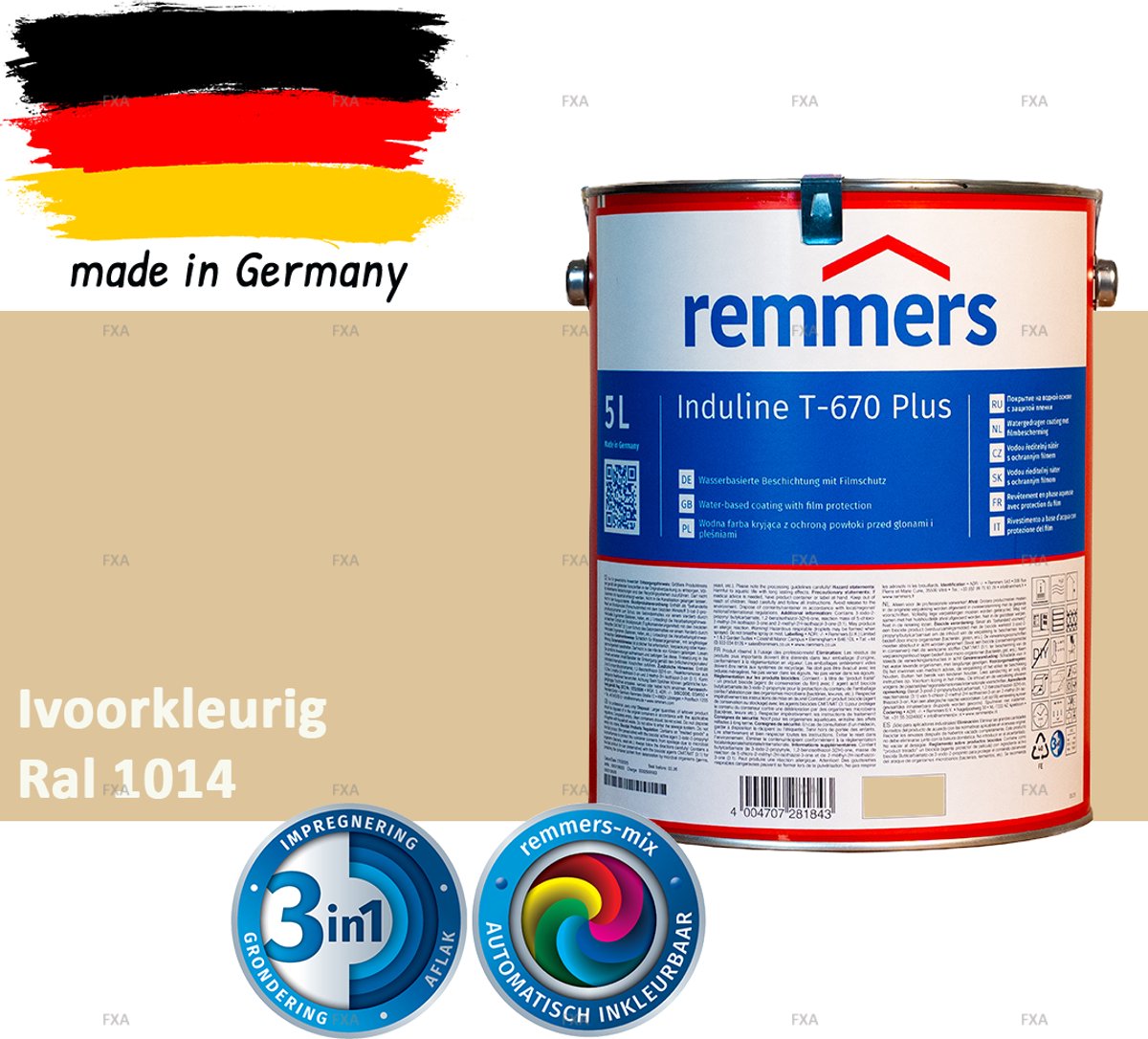 Remmers Induline T-670 PLUS Dekkende Houtbeits buiten – RAL 1014 Ivoorkleurig – 5 L – Opvolger GW 310 Dekkend