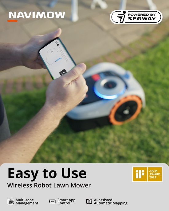 Segway Navimow i105E Robotmaaier - 500 m² - Zonder Perimeterdraad - GPS RTK & AI - Bediening via App - Stil & Slim Maaien - 18 cm Maaibreedte van Merkloos	 — afbeelding 4