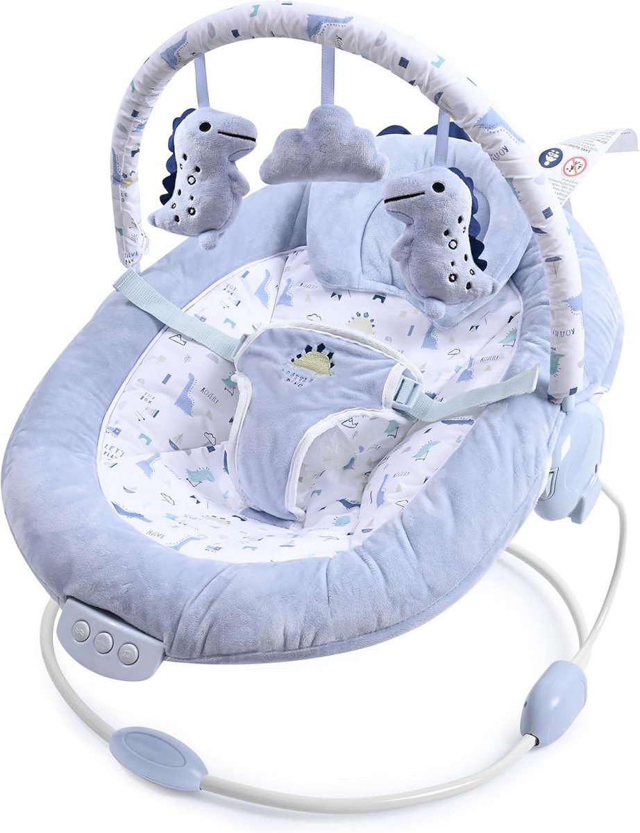 Zachte Lichtblauwe Dinosaurus Baby Relaxstoel met Muziek en Vibratie 0m+