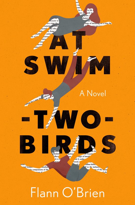Couverture du livre "AT SWIM - TWO - BIRDS" de Flann O'Brien. Une silhouette stylisée nage au-dessus du titre.