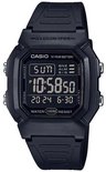 Zwarte Casio polshorloge met Illuminator, 10 jaar batterij, waterbestendig, digitale tijdweergave 10:58:50.
