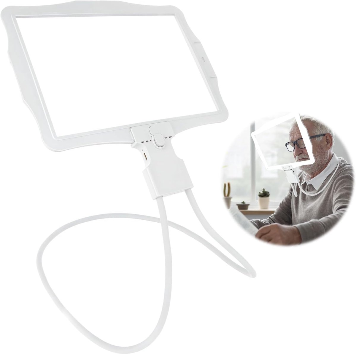 Vergrootglas met LED Verlichting - Handsfree Loep met Standaard - Flexibele Zwanenhals - Oplaadbare Lupenlamp met 50 LED’s - Voor Lezen Handwerk En Precisiewerk