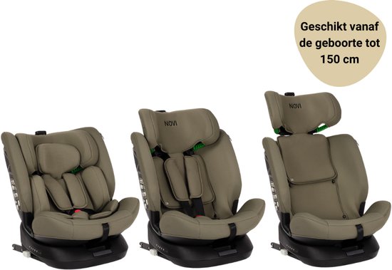 Novi Nathan V2 Premium Autostoel - I-Size - Dark Taupe - 360 graden draaibaar - 0-150 cm van Novi — afbeelding 3