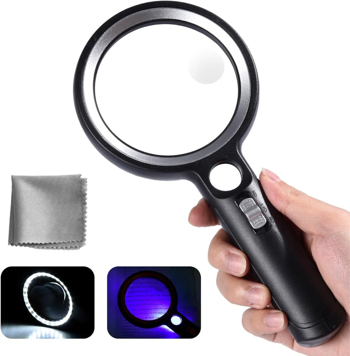 Vergrootglas met Verlichting - Vergrootglas op Standaard - Loep - Vergrootspiegel voor Volwassenen en Kinderen - Zwart