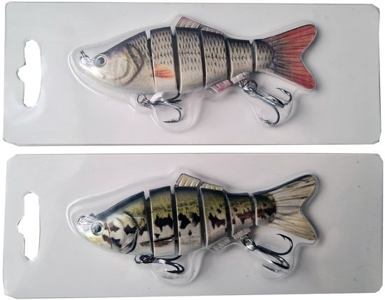 Rospo outdoor - Swimbait multi-pièces - lot de 2 - leurre pour poissons prédateurs - 10 cm - 20 grammes avec 2 hameçons triples.