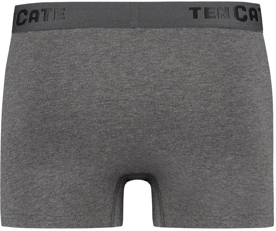 Donkergrijze Ten Cate shorty met een zwarte elastische tailleband met het logo.