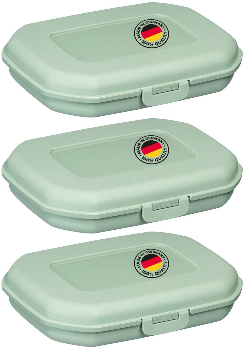 Westmark 3x lunchbox/snackbox, met kliksluiting, hoogte: ca. 3,7 cm, kunststof, Mini, mint groen, 235122EM