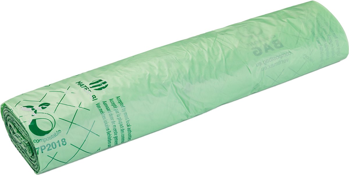 Compostbag AFVALZAK met kiemlogo voor in de container - 6 zakken- 240 liter biozak voor in container - gft afvalzak - container composteerbare afvalzak - containerzak