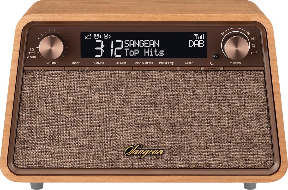 Houten DAB+ en FM-RDS radio met Bluetooth en LCD-scherm - Sangean WR-201D
