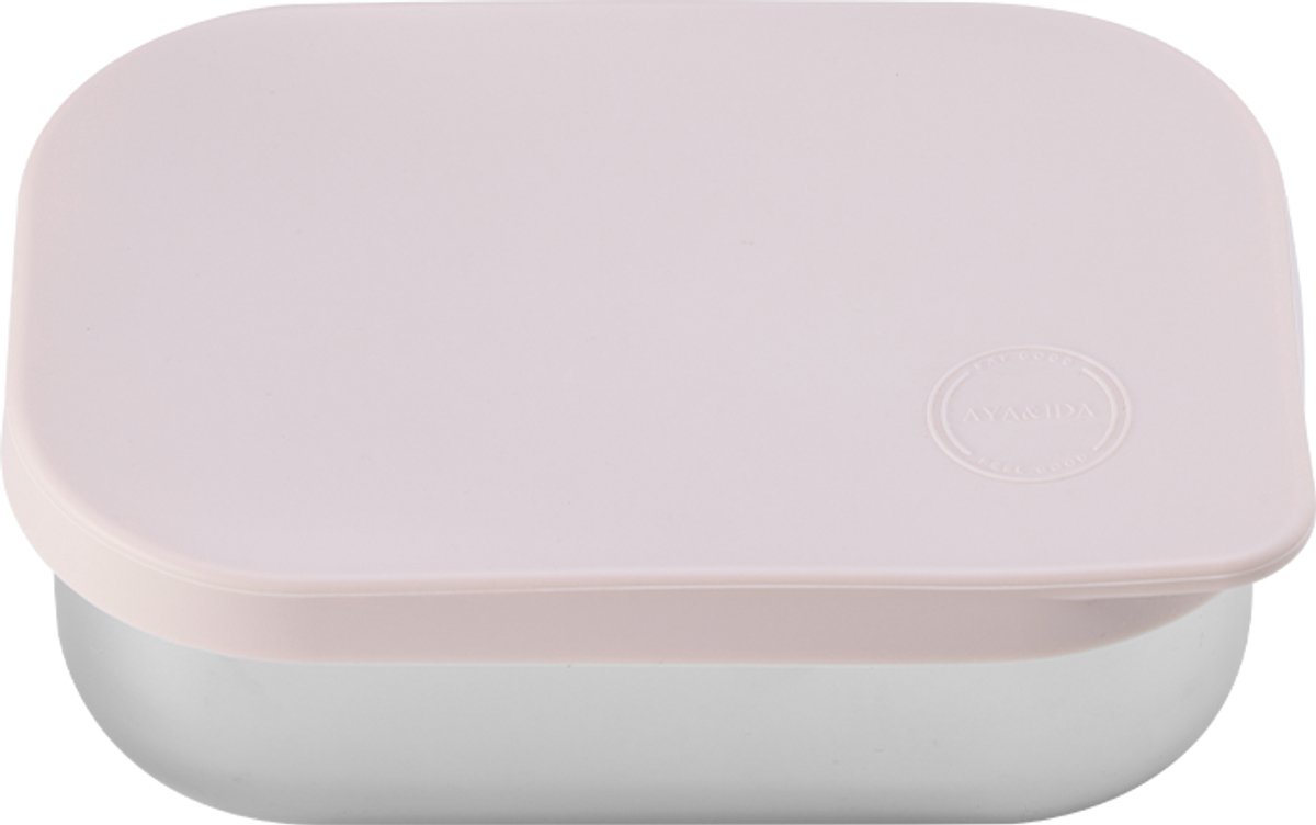 AYA&IDA - Lunch Box - opbergdoos - meenemen - brood - lunch - salade - RVS- siliconen deksel - 900ml - SOFT ROSE