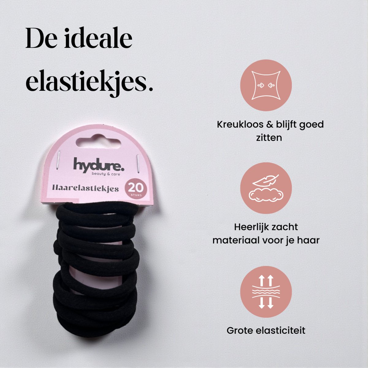 Hydure Haarelastiekjes - Zwart - Haarelastiekjes Meisjes zonder Metaal - 20 Stuks — cadeau in Cadeau-ideeën - foto 2