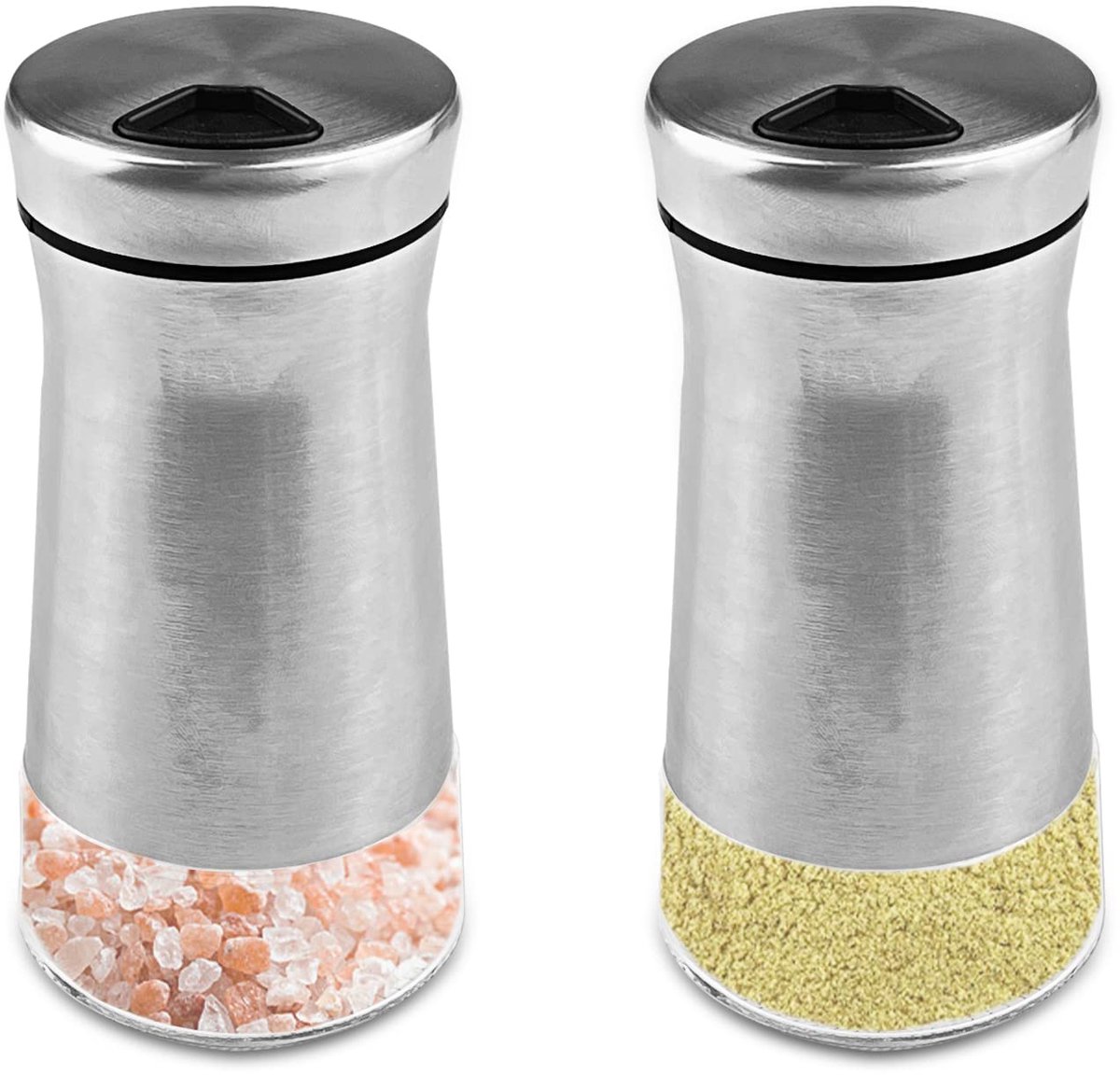 IMPERATORIS® Mini Zoutvaatjes Set – Elegant en Praktisch – Zoutvaatjes van Glas en Roestvrij Staal – Geschikt voor Keuken en Tafel – Set van 2 transparente - 120 ml