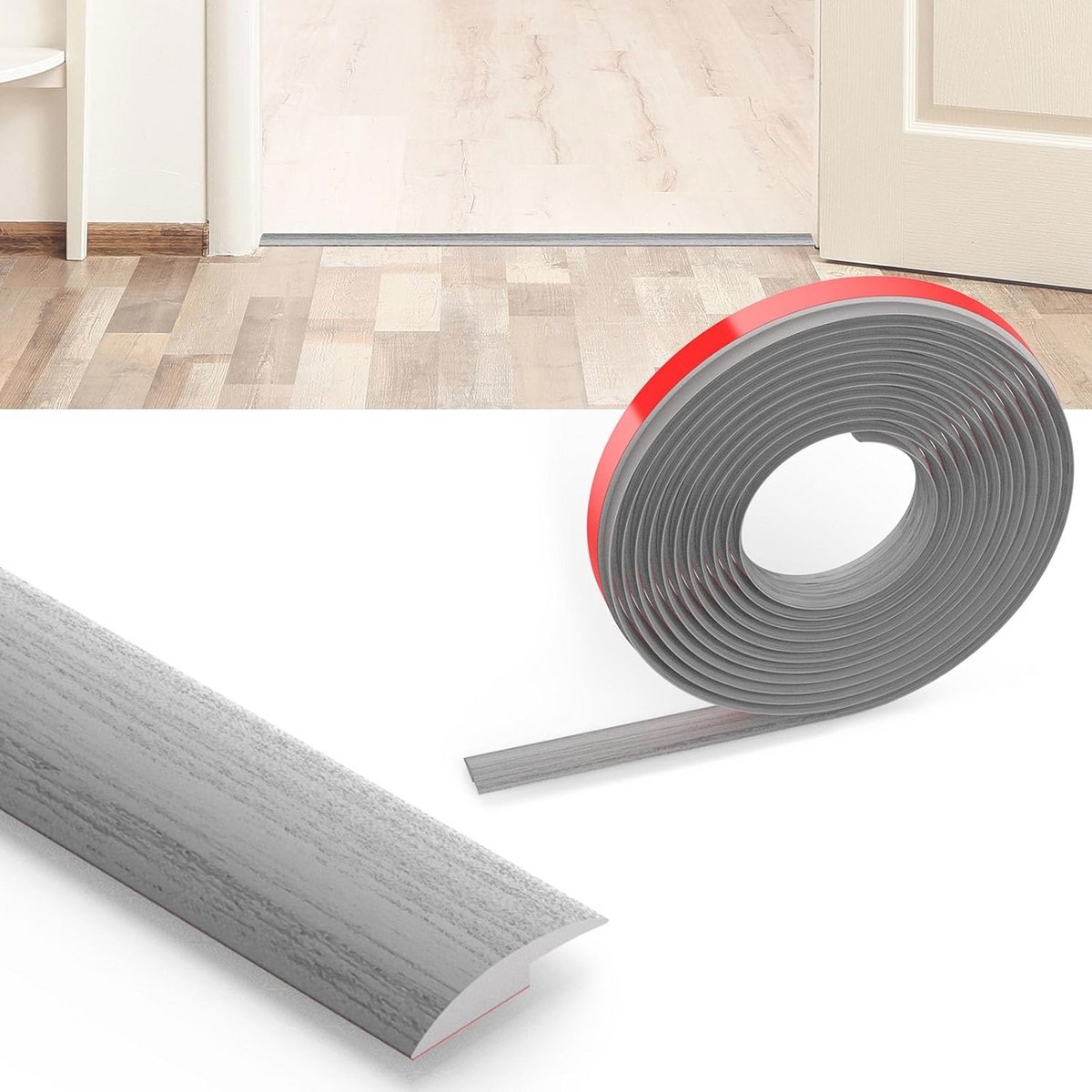 Laminaatvloer drempel overgangsstrip 1,2 m - Zelfklevende PVC vloerverdeler strip