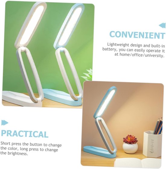 LED-nachtlampje voor kamers - Opvouwbaar ontwerp - Oplaadbaar - 3 helderheidsniveaus - Geschikt voor jongens en meisjes - Bescherming tegen blauw licht en flikkervrij - Ideaal voor bureaus of nachtkastjes - Touchbediening — afbeelding 4