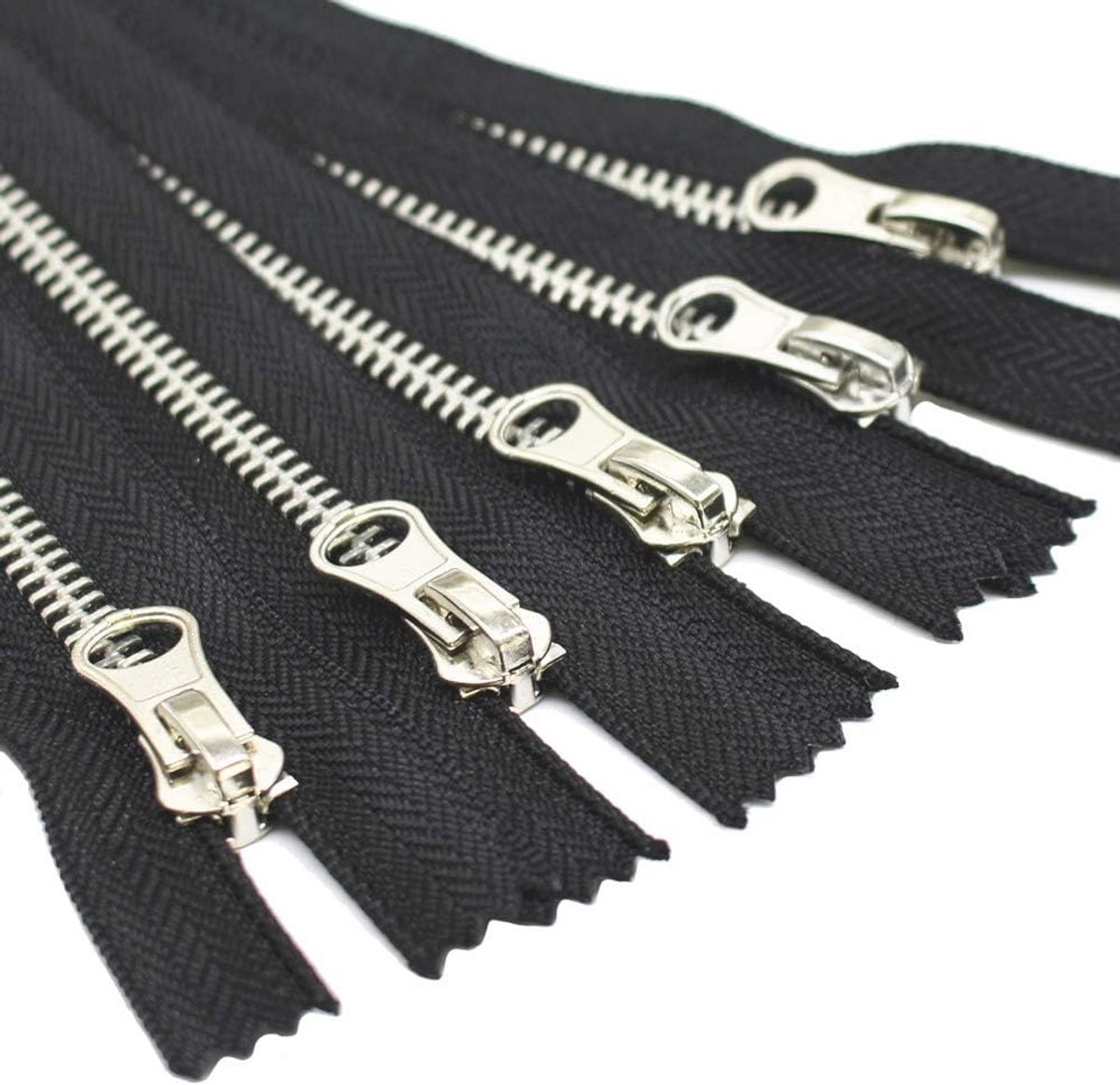 Set van 5 Metalen Ritssluitingen - 15 cm, 5 mm, Niet Scheidbaar voor Doe-Het-Zelf Naaitassen