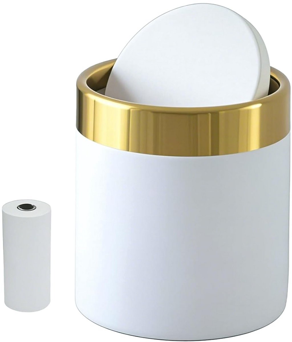 Kleine Prullenbak met Deksel - Mini Vuilnisbak voor Bureau, Keuken & Badkamer (1.5L)
