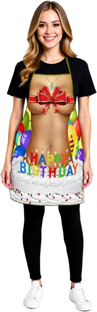 Partychimp Schort Happy Birthday Barbecue Bbq Accesoires Cadeautje Schorten voor Vrouwen Schort Vrijgezellen feest Vrouw Bride to Be - 80 x 56 cm - Polyester