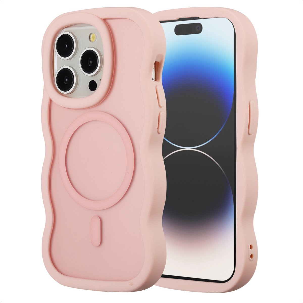 Selencia Wavy Case - Golvend Hoesje geschikt voor Apple iPhone 14 Pro - Soft Pink