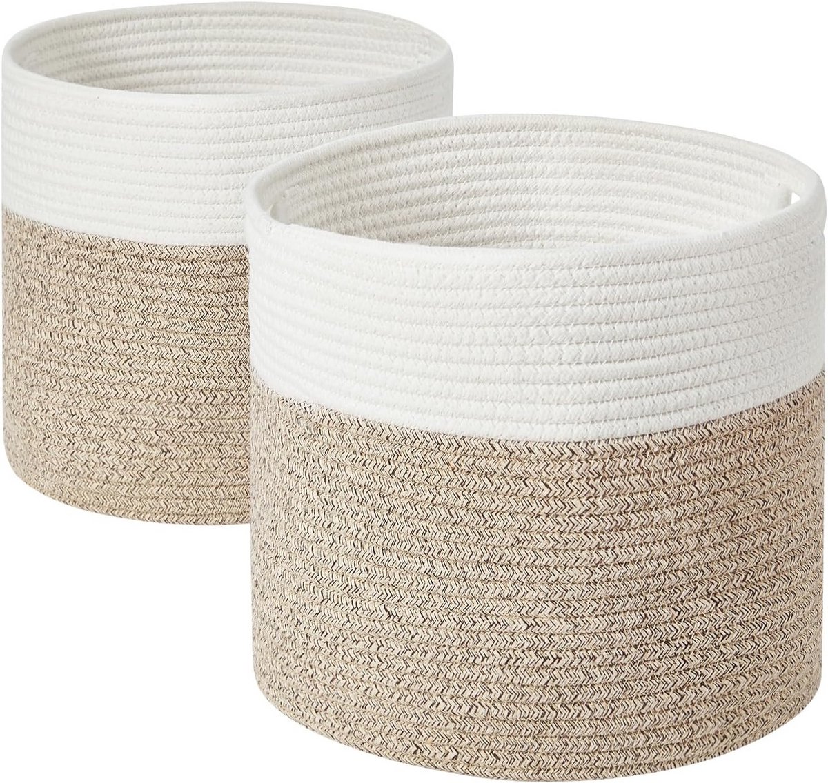 Set van 2 Gevlochten Manden voor Speelgoedopslag - Katoenen Opbergmanden voor Kinderkamer en Woonkamer - 28x28 cm