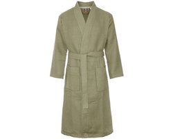 Sauna badjas wafel - biologisch katoen - olijfgroen M - groene unisex badjas - wafel kimono - Oeko-Tex - kimono - wafel badjas dames - wafel badjas heren