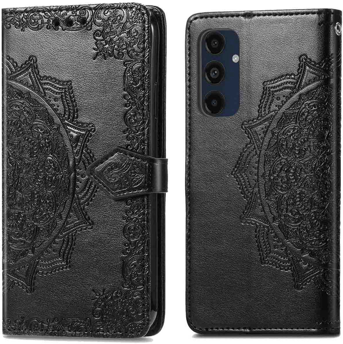 imoshion Hoesje - Geschikt voor Samsung Galaxy S24 FE - Mandala Bookcase - Zwart