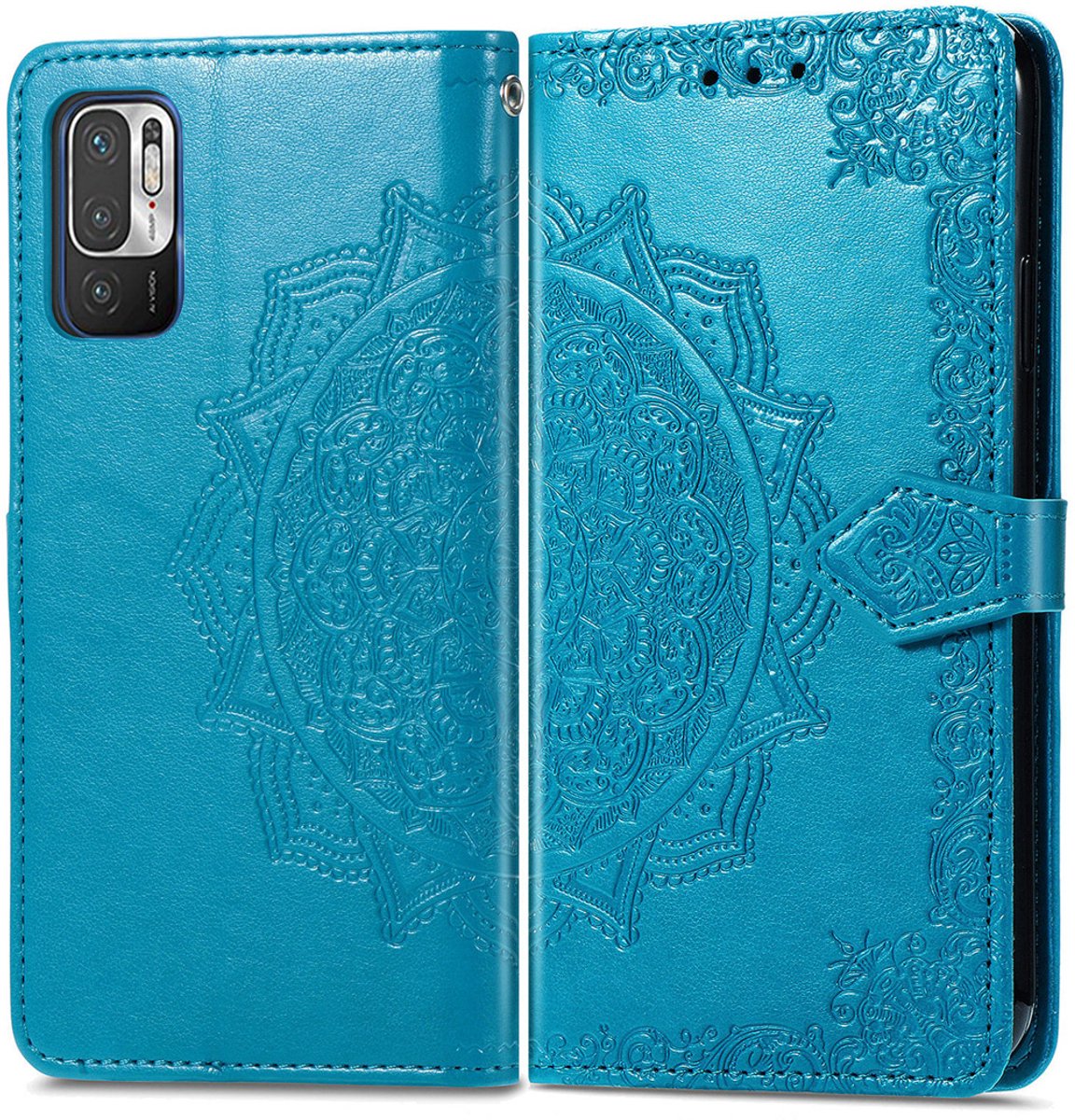 imoshion Hoesje - Geschikt voor Xiaomi Redmi Note 10 (5G) - Mandala Bookcase - Turquoise