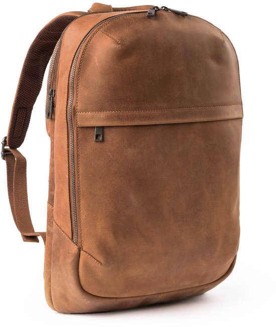Sac à dos pour ordinateur portable Accezz en cuir 16 pouces - Cognac