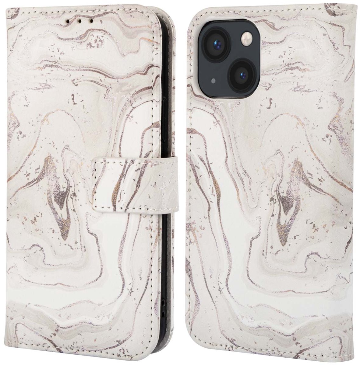 imoshion Hoesje - Geschikt voor Apple iPhone 13 - Design Bookcase smartphone - Sandy Marble