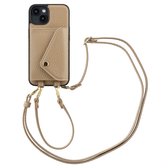 Étui Selencia pour iPhone 14 Étui avec porte-cartes - Étui Selencia Sera Cord avec porte-cartes Enveloppe - Beige