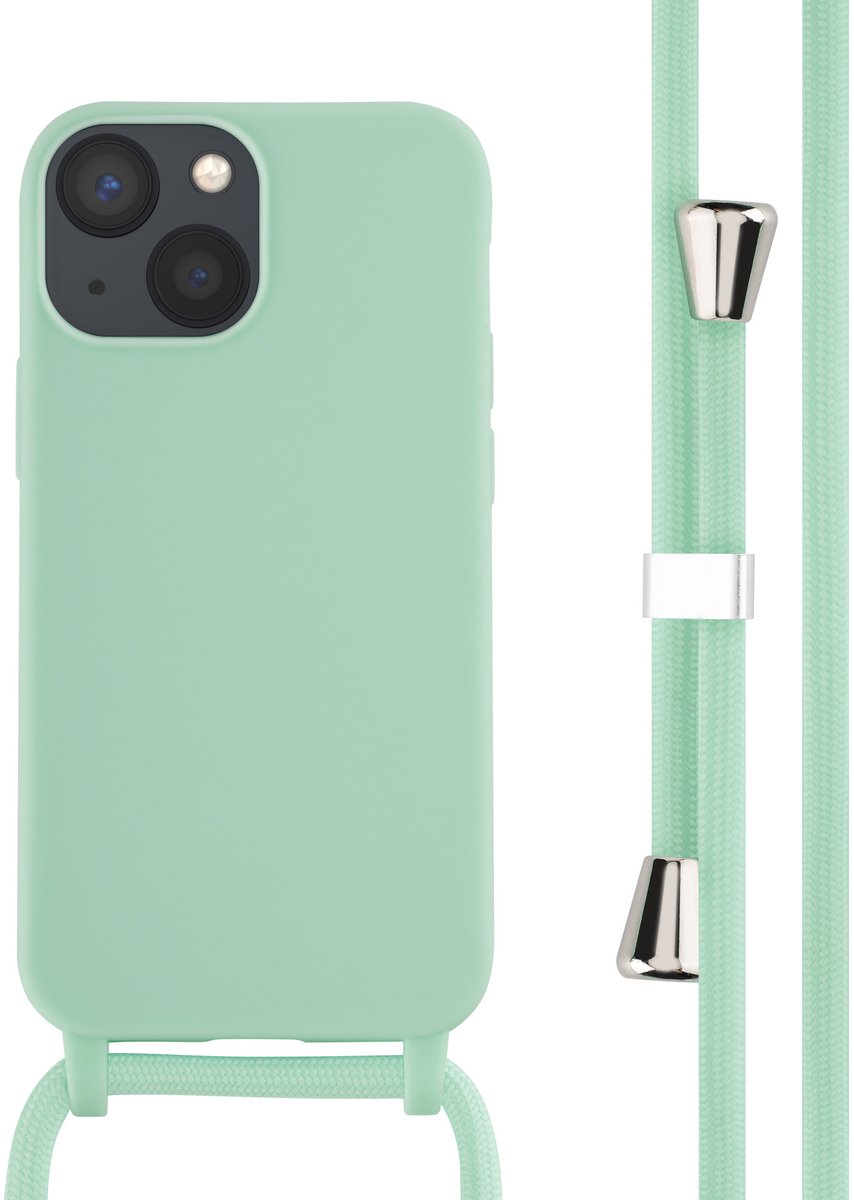 imoshion Hoesje - Geschikt voor Apple iPhone 13 Mini - Siliconen hoesje met koord - Mintgroen