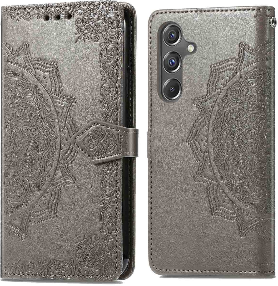 imoshion Hoesje - Geschikt voor Samsung Galaxy A15 (4G) / A15 (5G) - Mandala Bookcase - Grijs