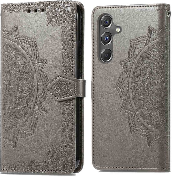 imoshion Hoesje - Geschikt voor Samsung Galaxy A15 (4G) / A15 (5G) - Mandala Bookcase - Grijs