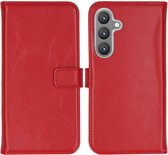 Selencia Hoesje - Geschikt voor Samsung Galaxy S24 Plus - Echt Lederen Bookcase - Rood
