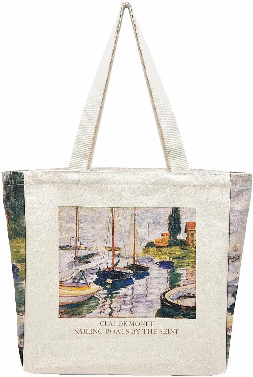 Grote Canvas Draagtas met Vintage Print voor Dames en School