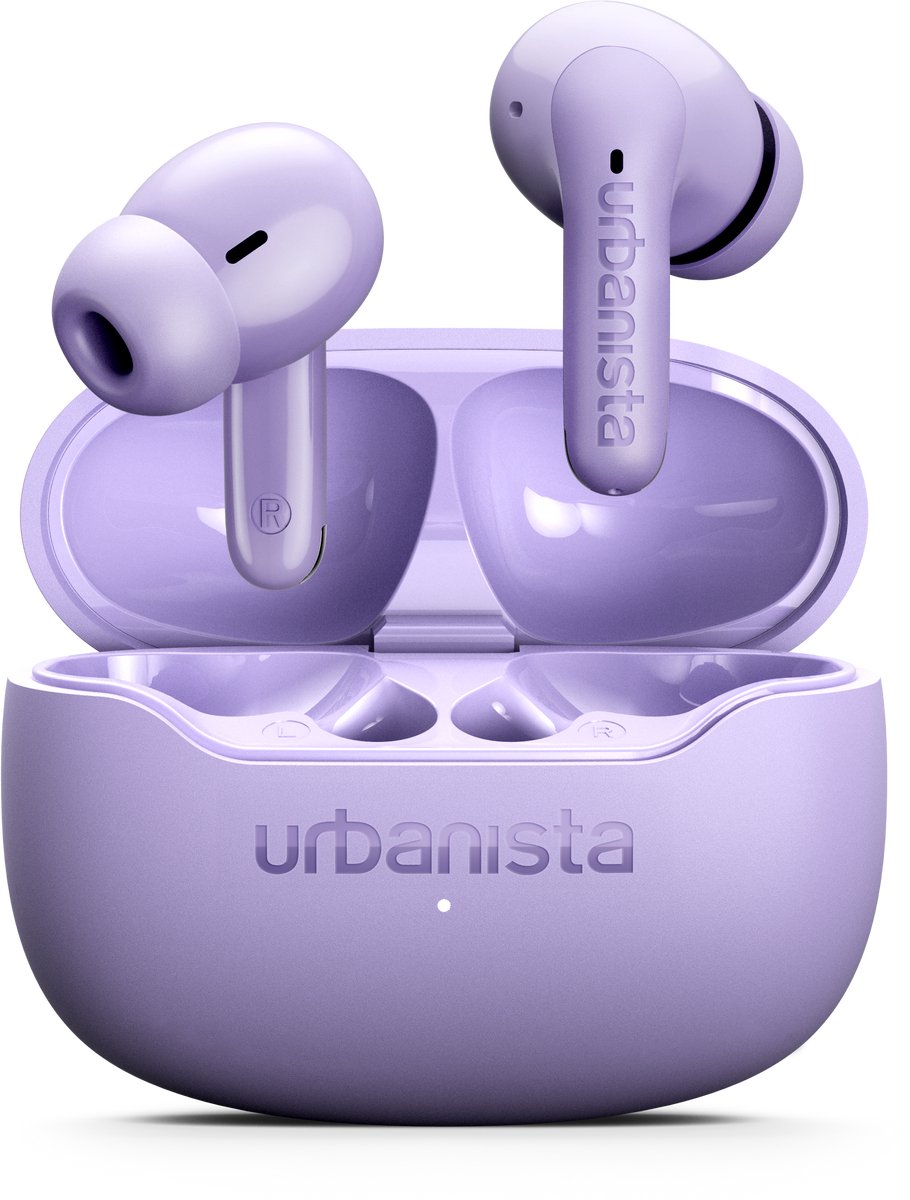 Urbanista Palermo Draadloze ANC Oortjes – 32u Afspeeltijd – met Active Noise Cancelling – Bluetooth – IPX4 Waterbestendig – EQ3 instellingen – Paars
