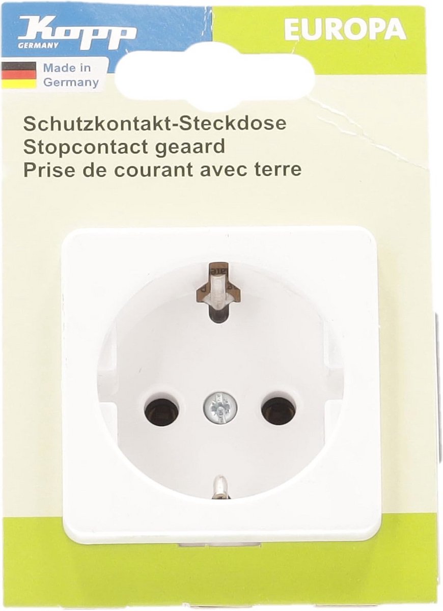 Veiligheidsstopcontact 1-weg voor huishoudelijk gebruik, IP20, inbouwmontage, poolwit - 250 V (16 A)