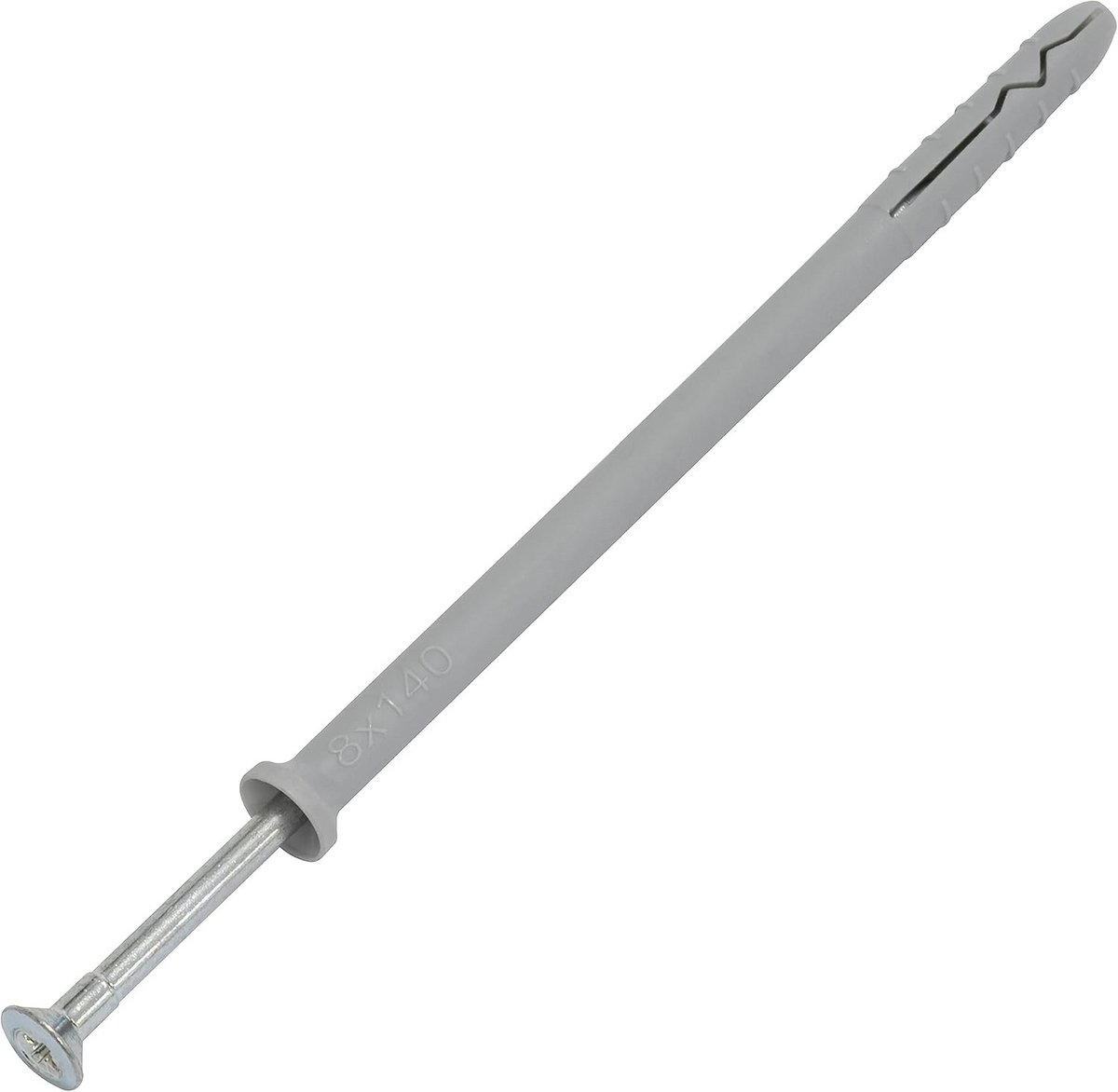Set van 50 Nagelpluggen en 50 Nagelschroeven voor Betonnen Bevestigingen - Ø 8 x 140 mm en Ø 4,9 x 145 mm