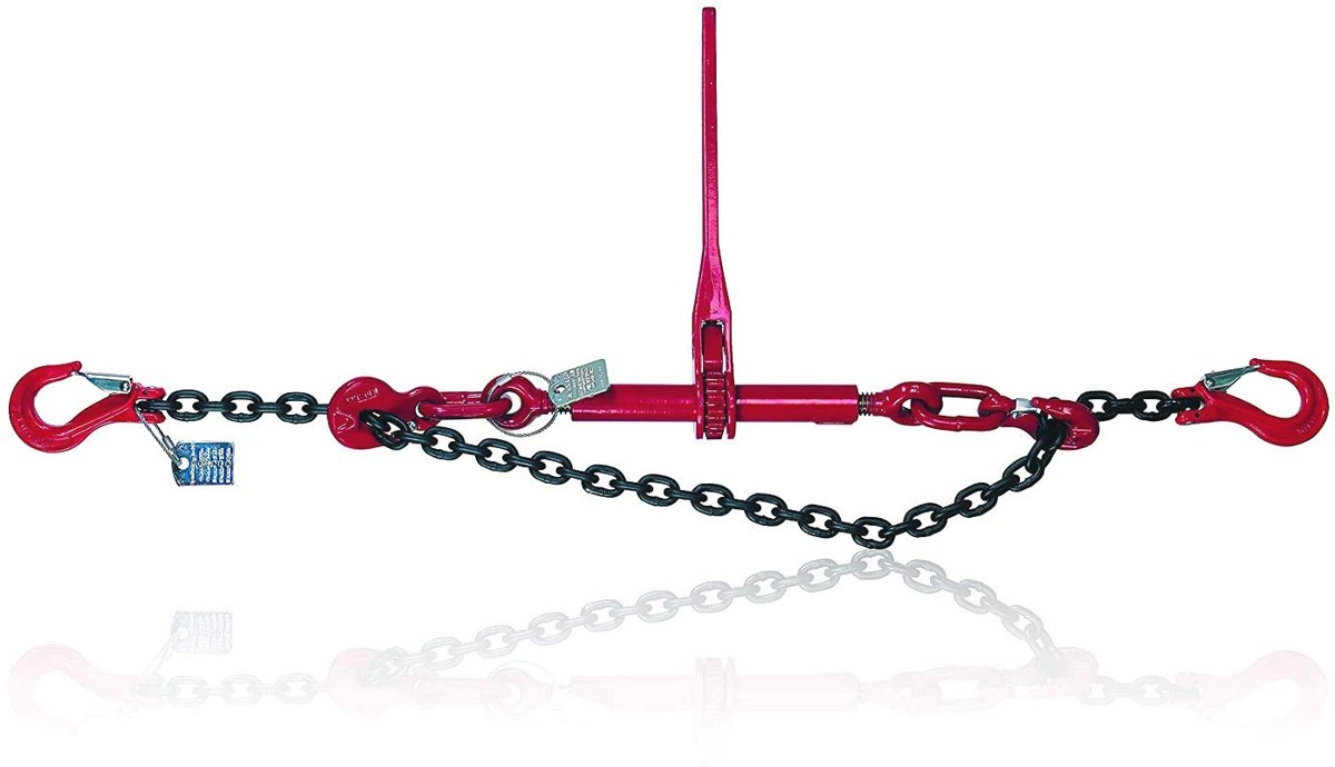 Spanketting met gaffelkophaken en ratelspanner, 2-delig, 4000 daN, 3 m