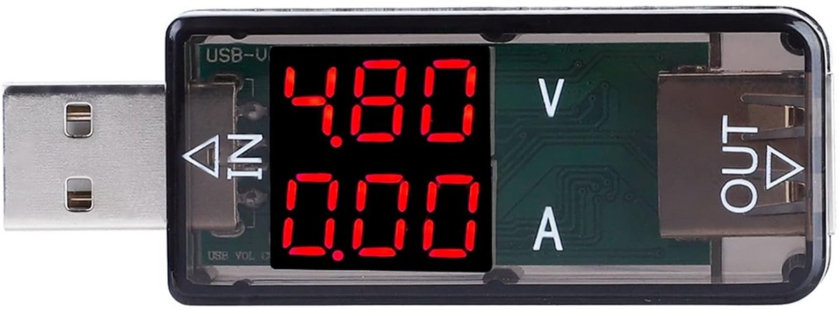 USB Tester met LCD-kleurenscherm - Voltmeter, Ampèremeter en Stroommeter voor USB Opladers en Kabels