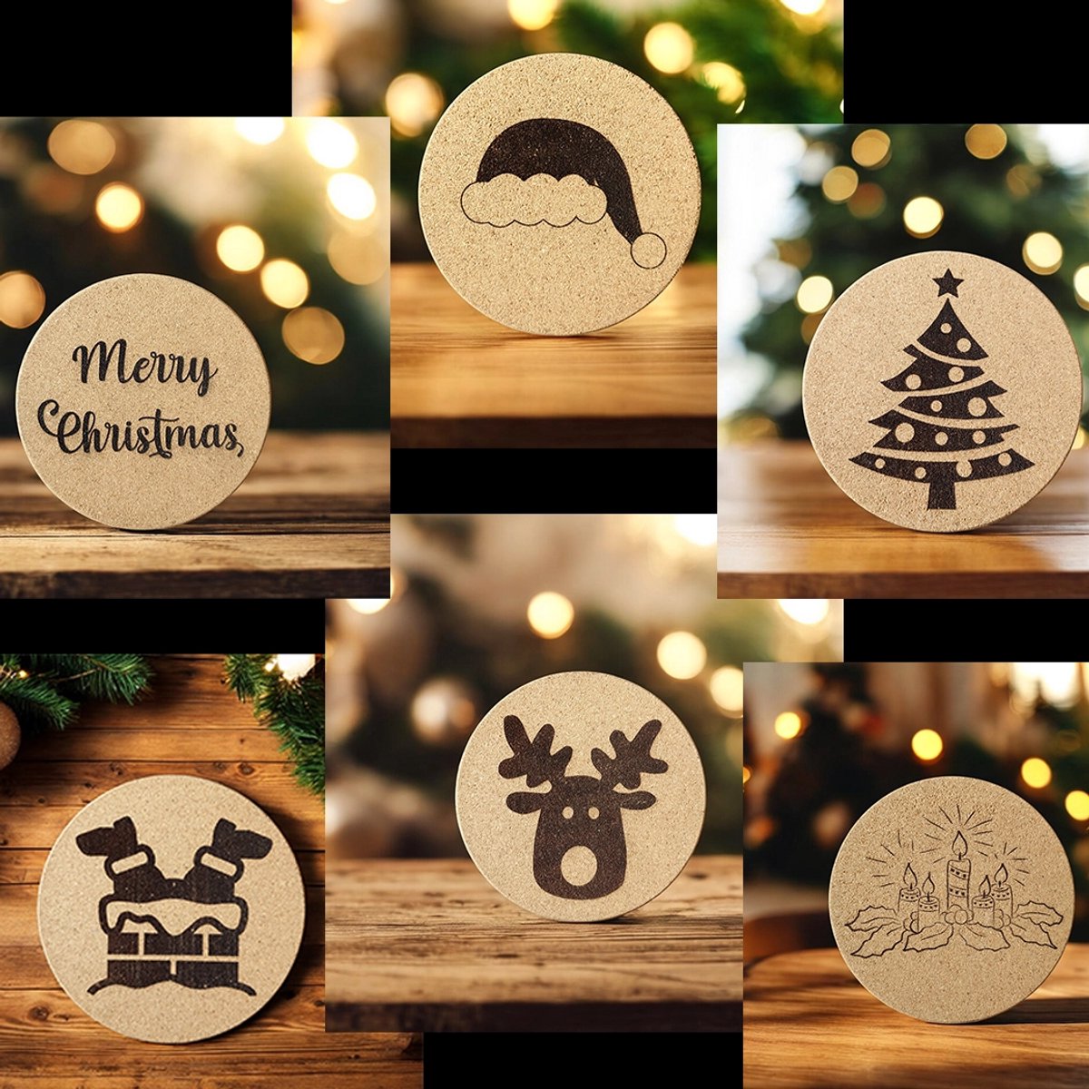 Baardmans Creaties - Pannen-onderzetter kurk rond 17 cm ( set van 6 ) Aanbieding!