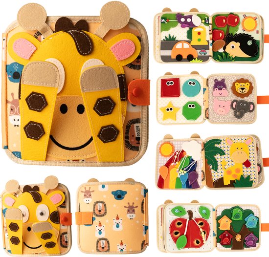 Adamir Busyboard Book Giraffe - Montessori Speelgoed - Educatief Speelgoed - Sensorisch Speelgoed - Activiteiten Speelgoed - Het Grote Speelgoed Boek 2025