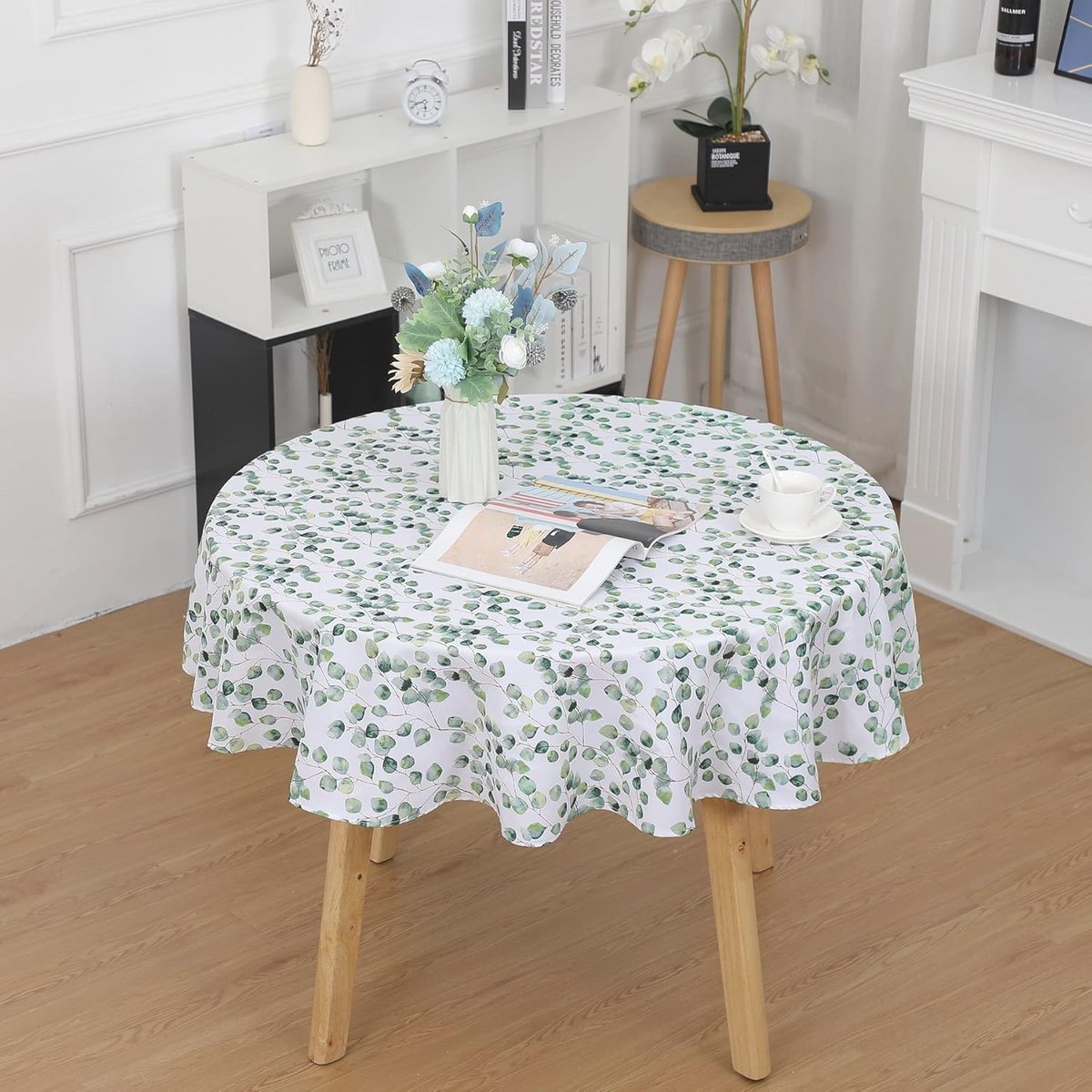 Rond Polyester Tafelkleed 150 cm met Bladpatroon - Vlekbestendig en Kreukvrij