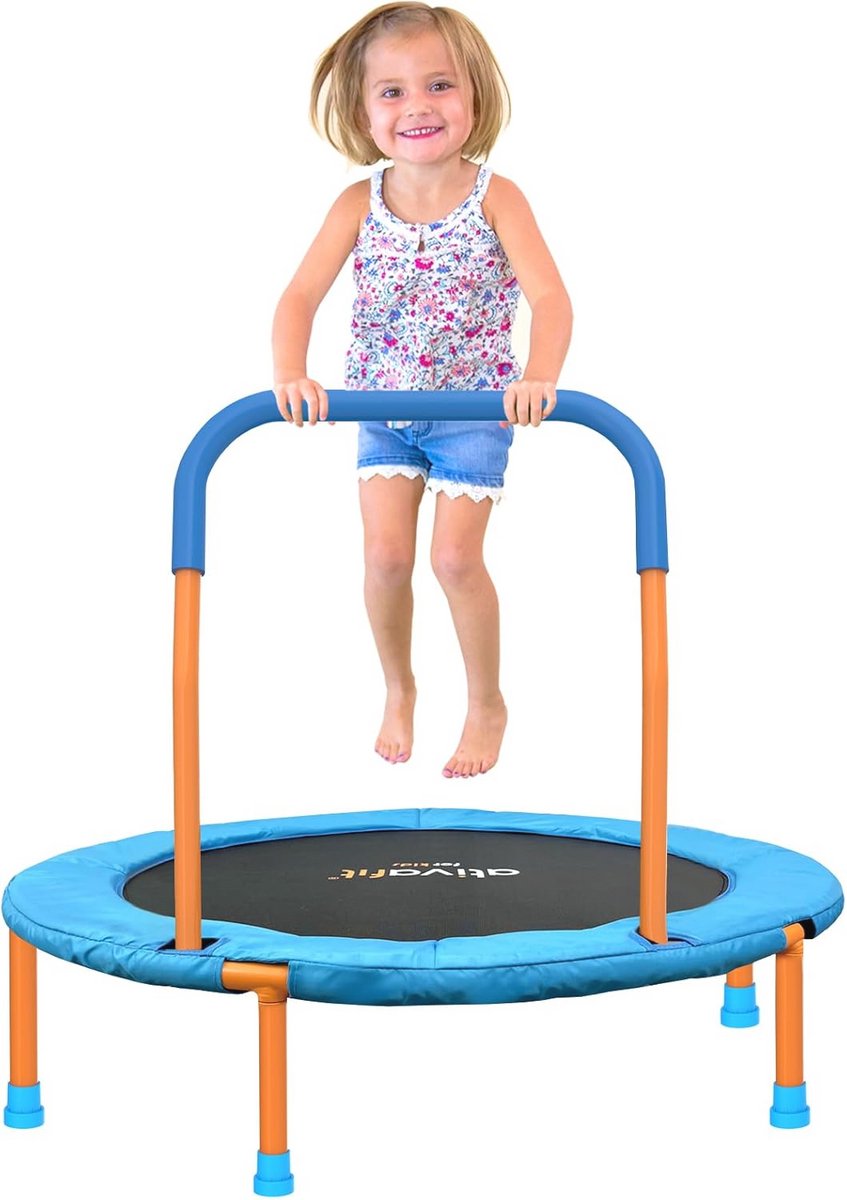 Rebounder Trampoline 36" voor Peuters en Kinderen - Mini Trampoline met Schuimhandvat en Gewatteerde Hoes voor Binnen - Geschikt voor 1-6 Jaar Oud