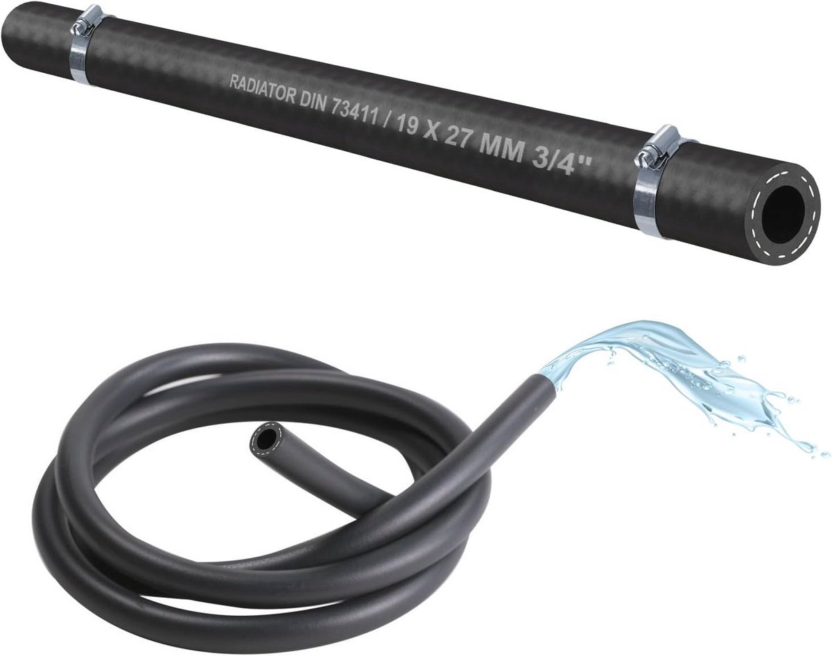 Koelslang EPDM rubber 1 meter -40 tot +120 °C met slangklemmen