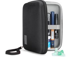 USA Gear Insuline Travel Case - Harde beschermende glucosemeter case met rits, polsband, compatibel met insulinenaalden, lancetten, ijspakketten, glucoseteststrips en meer - zwart, Zwart, Compact