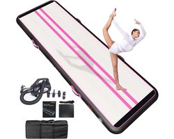 JOOLOOG Premium opblaasbare tuimelmat voor gymnastiek van 2 m, 3 m, 4 m, 5 m, 6 m met 650 W elektrische luchtpomp 10/20 cm dikke luchtmat voor gymnastiek thuis yoga training cheerleading buiten